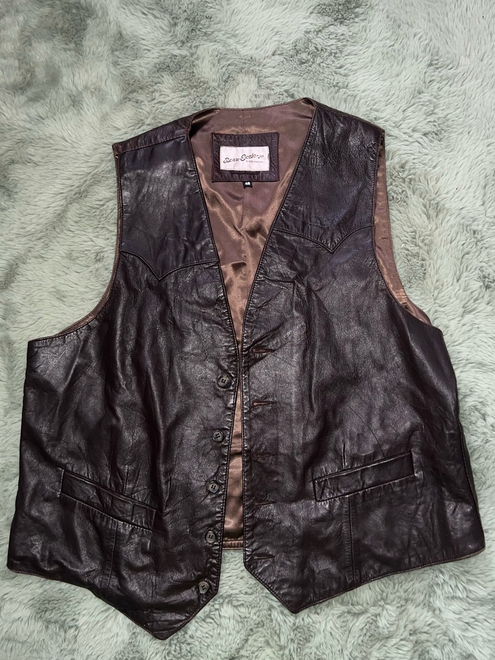 Classic Black Leather Vest -